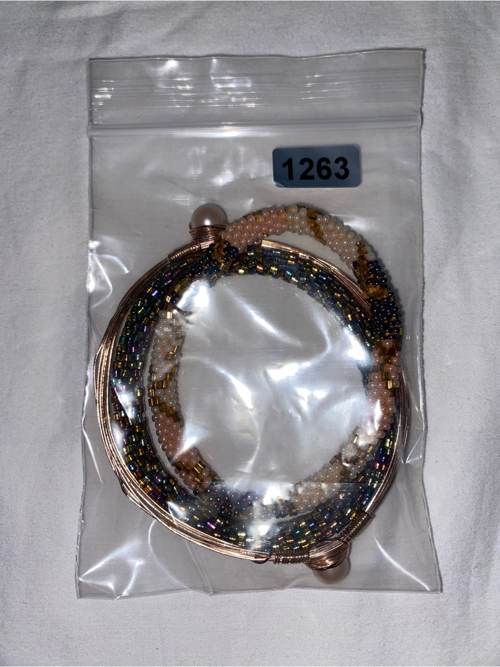 Women’s Multicolor Beaded and Gold-Tone Bangle Bracelet Set - Picture 5 of 5